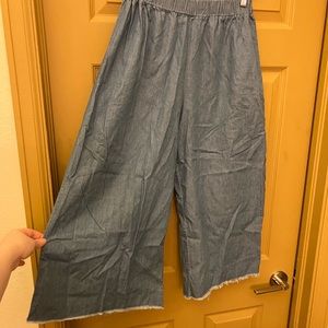 Amante made in USA tencel chambray denim culottes cropped wide leg pants medium